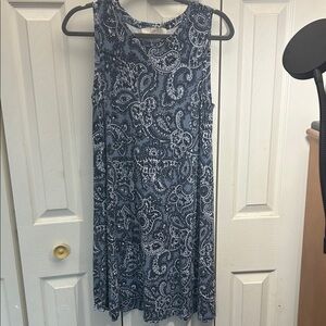 LOFT Navy Paisley Midi Dress